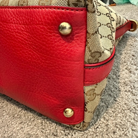LNWOT Large in Red Canvas Vintage Web Rania Top Handle Gucci Bag - Picture 8 of 11